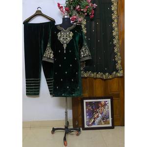 ชุดนักออกแบบปาร์ตี้สวมด้านบนและด้านล่างพร้อมแขนยาวสามส่วน dupatta - Product Image 1