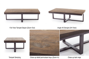 Premium Macron Coffee <b>Table</b> Recycled Wood Heavy Duty Metal Frame Modern Minimalist Living Room Furniture Eco-Friendly Durable - Product Image 5