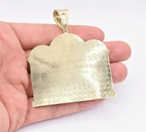 Pendentif Charme Grande Sainte-Cène Unisexe de 3 Pouces, Coupe Diamant, Or Jaune et Blanc 10K Véritable, Vintage, Certifié IGI, Bijou Tendance - Product Image 4