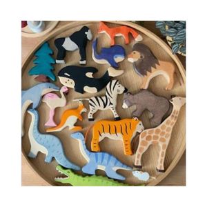 Juego de Animales del Bosque de Madera Waldorf para Aves y Reptiles - Juguete Educativo Inspirado en Montessori para Edades de 0 a 24 Meses - Product Image 1