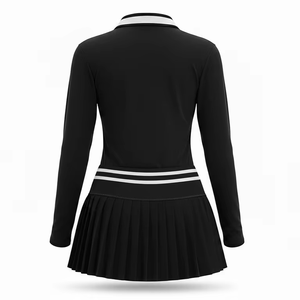 Conjunto de polo y falda pantalón de poliéster elástico para mujer, personalizado, liso, de verano, para pickleball, con forro de compresión incorporado, atuendo para cancha, OEM ODM - Product Image 4