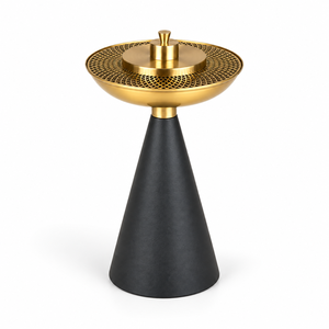 Brûleur d'encens moderne en acier inoxydable Alabanza Enterprises, base conique or et noir, diffuseur d'aromathérapie en bambou 100% naturel - Product Image 3