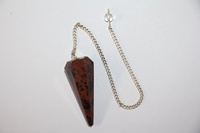 Venta al por mayor de herramientas de radiestesia de péndulo hexagonal de cristal de obsidiana de caoba pulida, hermosas, de primera calidad, para protección y conexión a tierra.