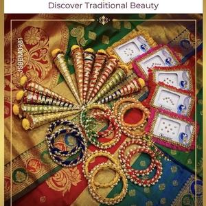 Hermosos brazaletes hechos a mano, vibrantes conos Shagun y exquisitos conjuntos de joyería tradicional, perfectos para bodas y ceremonias. - Product Image 2