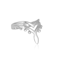 Bague longue en argent sterling double chevron en V pour femme, bijoux fins, design feuille naturelle, bague ouverte, vente en gros, bijoux personnalisés OEM
