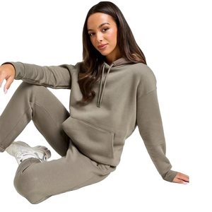 New Arrival Custom Women's Solid Color Pullover Hoodie Jogger <b>Pants</b> Tracksuit Set Stylish Ladies Casual Sportswear Wholesale OEM - Product Image 4