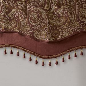 Asta finestra Jacquard bordeaux Pocket mantovana con perline 50x18 "tende e mantovane - Product Image 2