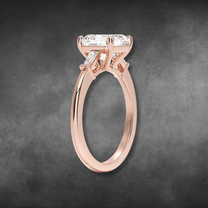 แหวนเพชรเลี้ยงในห้องปฏิบัติการ ทองคำ 14KT 18KT สีเหลือง ทรง Asscher ประดับเพชรทรง Baguette สามเม็ด สำหรับสุภาพสตรี เครื่องประดับชั้นดี - Product Image 4