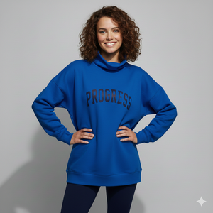 Pull-over d'hiver pour femme, non doublé, délavé, tie-dye, brodé sur le devant, imprimé personnalisé, col montant oversize en tricot - Product Image 1