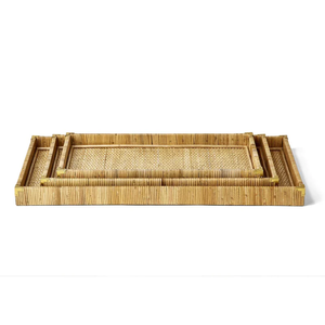 Best Selling Rattan Handwoven Serving Storage Tray For Tea <b>Coffee</b> Snacks Breakfast <b>Rustic</b> Cane Platter For <b>Coffee</b> & Dining <b>Table</b> - Product Image 1