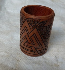 Vaso de Madera Duradero Hecho a Mano de Primera Calidad, Taza de Madera Natural Ecológica Reutilizable para Jugo, Agua, Cerveza, Estilo Clásico HA - Product Image 1