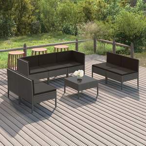 Conjunto de Muebles de Jardín de Ratán PE Gris con Acero con Recubrimiento en Polvo, Producto de Poliéster Duradero para Uso en Exteriores - Product Image 1