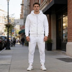 Spot Wholesale Oversized Casual Unisex <b>Zip</b> <b>Hooded</b> Jacket Sweatpants Tracksuit Adults Spring Eco-Friendly 100% Polyester Jogging - Product Image 2