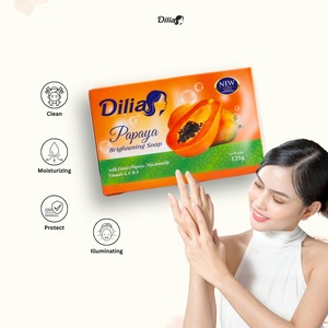 Savon en barre DiLia à la papaye 125g, éclaircissant et blanchissant la peau, nettoyage en profondeur pour adultes et tous types de peau - Product Image 4