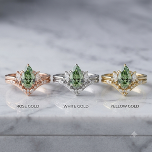 Anillo de Diamantes con Corte Pera Verde de 2.00Ct, Cultivados en Laboratorio, Oro Sólido de 14K, Regalo Romántico para Novia, Boda, Fiesta - Product Image 6
