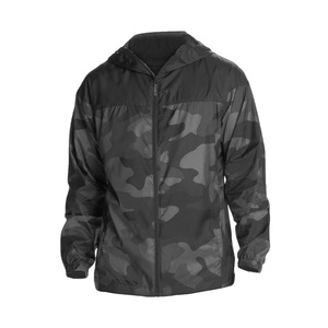 Wholesale Men's Camouflage Print Hooded Windbreaker <b>Jacket</b> Water Resistant Zip Front Outdoor Wear Regular Fit - Product Image 2