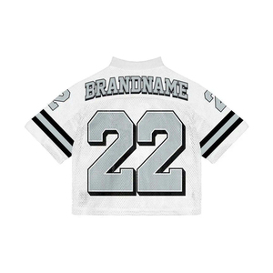 Custom Manufacturer American Vintage Football Jersey France Oversized Knitted Mesh V-Neck Crop Boxy Mesh American Football Tees - Product Image 4
