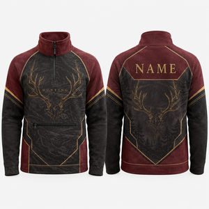 Veste Softshell de Chasse pour Homme à Manches Longues Imprimée Respirante en Polyester pour l'Automne – Motif Bordeaux, Noir et Or - Product Image 1