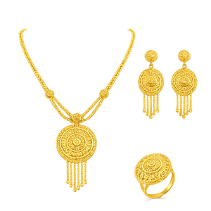Conjunto de Collares de Moda con Dijes de Flor y Cadena, Bañados en Oro para Bodas y Fiestas - Product Image 4