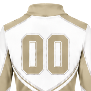 Conjunto de Uniforme Deportivo Sublimado Beige Blanco de Manga Larga con Falda Plisada para Equipos Deportivos, Entrenamiento, Práctica y Presentaciones Personalizadas - Product Image 5