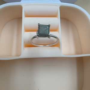 Natural Labradorite Brass <b>Gold</b> Plated Channel <b>Set</b> Handmade Rectangular Gemstone Statement <b>Ring</b> Trendy Unisex Fashion Jewelry - Product Image 5