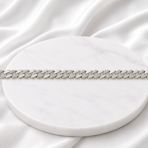 Bracelet chaîne maille cubaine Iced Out plaqué or rose 18 carats serti de diamants avec fermoir boîte sécurisé pour femme - Product Image 1