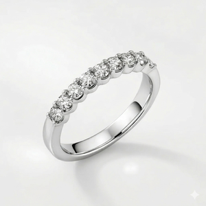 SHRAMAN DIAMOND Women's 925 <b>Silver</b> Lab grown Diamond Channel Setting Half <b>Eternity</b> Band <b>Rings</b> for Engagement Wedding Party Gifts - Product Image 1
