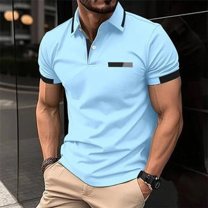 T-shirt de sport décontracté pour homme, polo de sport élastique à manches courtes pour la course et la gym, haut à col, t-shirt ajusté pour homme - Product Image 4