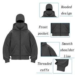 Sweat-shirt à double capuche pour homme, avec fermeture éclair et poche, coupe-vent, chaud, veste de sport, manteau à capuche décontracté pour homme - Product Image 3
