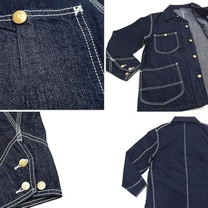 Indigo Denim Work <b>Jacket</b> <b>Men</b> <b>Utility</b> Cardigan Style <b>Jacket</b> with Multiple Pockets for Casual Outdoor Wear - Product Image 5