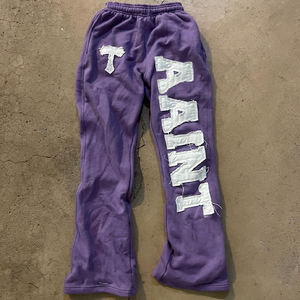 Fabricante ligero medio desgastado bordado algodón Vintage Unisex francés Terry pantalón ácido lavado Streetwear pantalones de chándal - Product Image 5