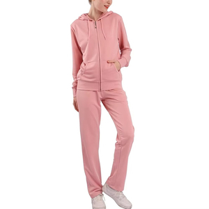 Ensemble de survêtement d'hiver pour femme à capuche, délavé à l'acide, coupe classique, 100 % coton, séchage rapide, respirant, pour yoga et sport, avec logo personnalisé OEM - Product Image 1