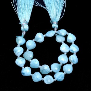 Cuentas facetadas de larimar AAA+ de 8 mm en forma de corazón, cuentas de larimar natural semipreciosas con perforación recta para la fabricación de joyas. - Product Image 3