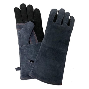 16 Inches Large Heavy Duty Industrial Safety Gloves Heat Resistant <b>Cow</b> Split Leather Abrasion Resistant Welding Gloves - Product Image 2