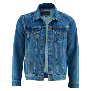 Veste en jean bleu classique pour homme, coupe slim vintage, style camionneur, décontractée, en coton, pour le printemps - Product Image 2