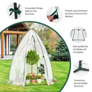 "Hexagonal Mini Greenhouse with Zipper Door & Roll <b>Window</b> Eco-Friendly PE <b>Cover</b> Outdoor Plant House White for Hydroponic Grow" - Product Image 6