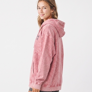 2026 Latest OEM Custom <b>Women's</b> Tie Dyed <b>Pink</b> Oversized <b>Hoodie</b> Pullover Sweatshirt Front Letter Print Kangaroo Pocket - Product Image 3
