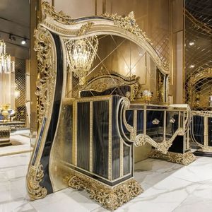 Offre Spéciale : Ensemble de Chambre Emma Luxe Classique Noir et Or – Lit Capitonnée Sculpté Style Palais Royal Européen - Product Image 6