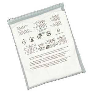 Pochette en plastique transparente à fermeture éclair avec bord blanc, réutilisable, renforcée, résistante, pour l'emballage de vêtements - Product Image 1