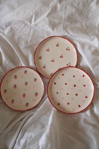 Handmade <b>Ceramic</b> Round Flat <b>Plates</b> Wabi Sabi Design Handpainted Earth Tone Stripes Set of Four - Product Image 4
