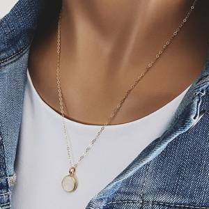 Pendentif Rond Authentique en Pierre de Lune Arc-en-ciel Blanche, Argent 925, Chaîne Fine Vintage, Bijou de Fiançailles Certifié par un tiers - Product Image 6