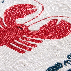 Nautical Handmade <b>Beaded</b> Fish <b>Placemat</b> Oval Dining Table Mat Coastal Seafood Theme Home Decor Accent - Product Image 2