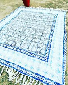Handmade Eco-Friendly Traditional Style Block Print Cotton <b>Throw</b> Tassels 100% Cotton for Home Decor - Product Image 2