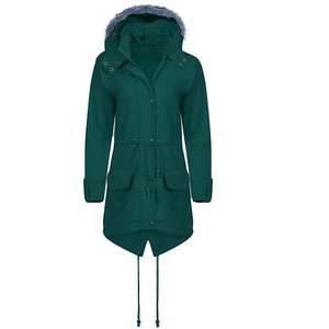 Women Genuine Leather Winter Parka <b>Jacket</b> with Hood Breathable Fleece Lined Windproof <b>Long</b> Sleeve Animal Print Thick Warm Coat - Product Image 2
