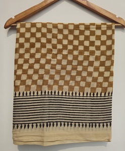 Hand Block Print Cotton Bagru Beach Bikini Swimwear Women Lightweight Boho Wrap Checkered Summer Cover Front Logo Eco-Friendly - Product Image 5