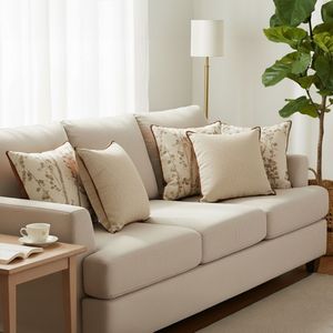 Elegant Nature-Inspired 5PC Pillowcase Set Botanical Branch Print and Off-White for Sofa and Bed <b>Cushions</b> - Product Image 2