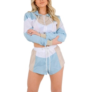 Top Trending Women's Hooded Style Windbreaker Short Set Tamaño personalizado/Color Impreso Sublimación Windbreaker Short Set 2026 - Product Image 5
