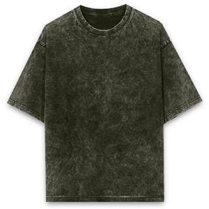 Men's Oversized Short Sleeve O-Neck Cotton T-Shirt Washed Solid Color Casual Jersey Knit Blank Design - Product Image 6