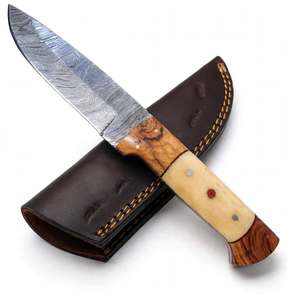 Outil de terrain artisanal en acier Damas, segmenté, avec manche en bois d'olivier et os, pour usage extérieur - Product Image 4