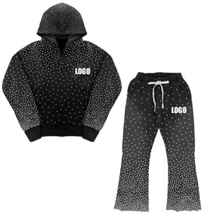 Ensemble 2 pièces mode femme : Haut à capuche et pantalon évasé en polaire, survêtement d'hiver tissé taille haute 100% molleton - Product Image 5